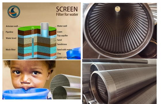Filtro per pozzi del tubo di acciaio inossidabile Vee Profile Wedge Wire Mesh per acqua